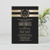 Law School Lawyer Afstuderen Modern Black & Gold Kaart (Staand voorkant)