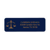 Law School Marine Blauw Goud Advocaat Retouradres Etiket (Voorkant)