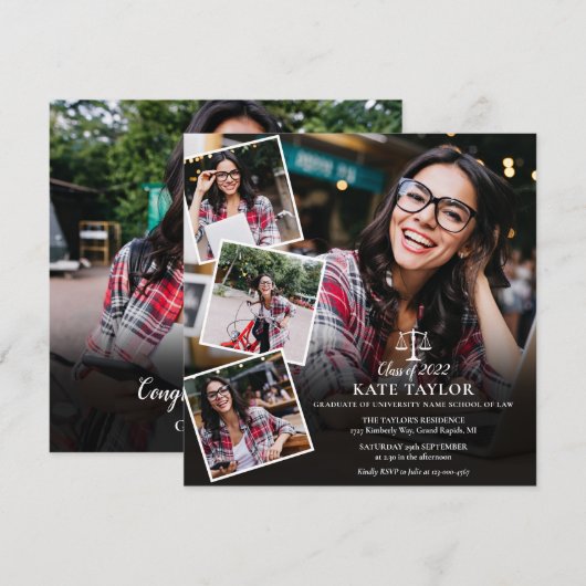 Law School Photo Collage Afstuderen Square Kaart (Voorkant / Achterkant)
