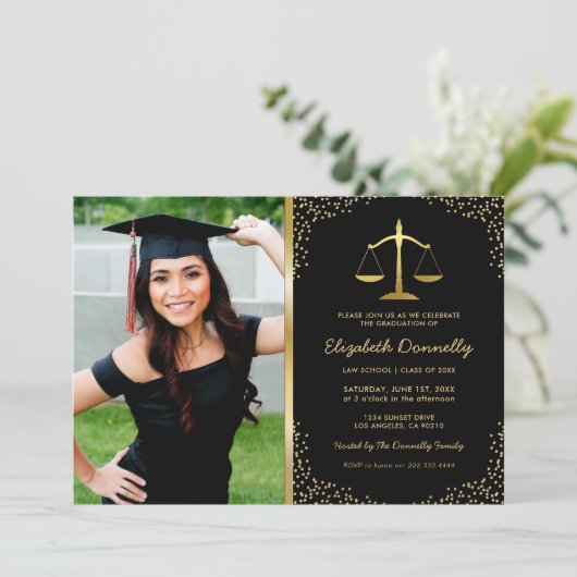 Law School Photo Graduparty Kaart (Staand voorkant)