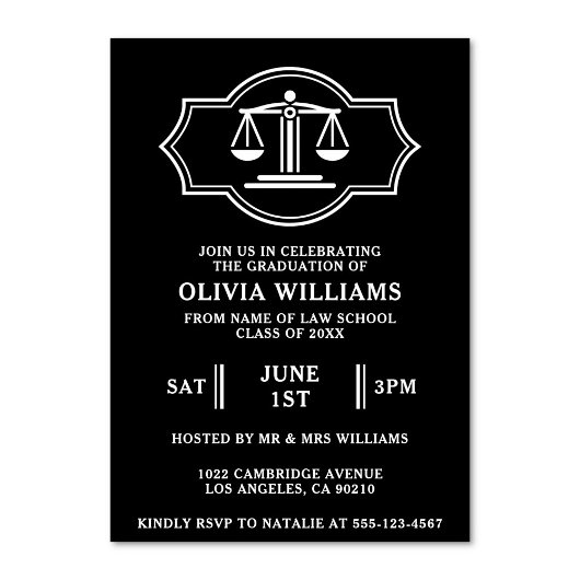 Law School Schalen van Justitie Graduation Party Kaart