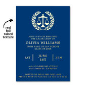 Law School Schalen van Justitie Navy Gold Afstudee Folie Uitnodiging