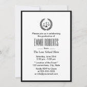 Law School Simple Plain Black Border Afstuderen Kaart (Voorkant)