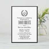 Law School Simple Plain Black Border Afstuderen Kaart (Staand voorkant)