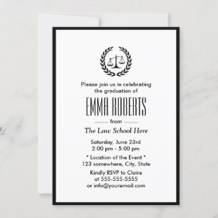 Law School Simple Plain Black Border Afstuderen Kaart