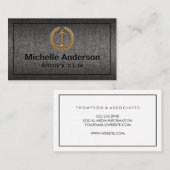 Law Seal Logo | Grijze weefselstructuur Visitekaartje (Voorkant / Achterkant)