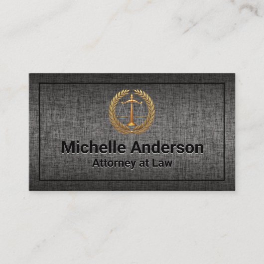 Law Seal Logo | Grijze weefselstructuur Visitekaartje (Voorkant)