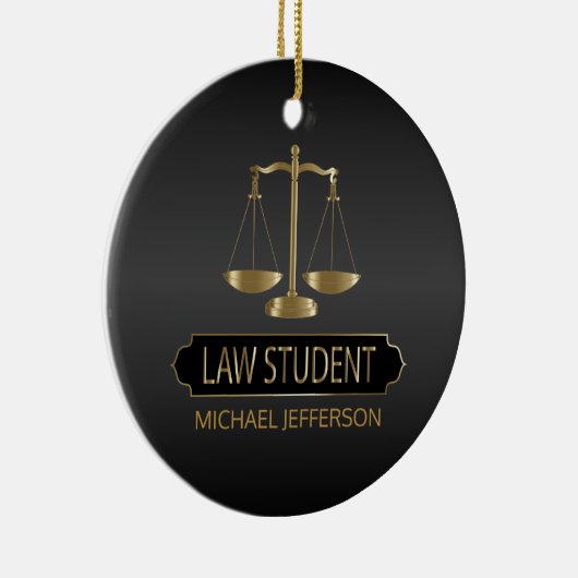 Law Student - Black en Gold Keramisch Ornament (Rechts)