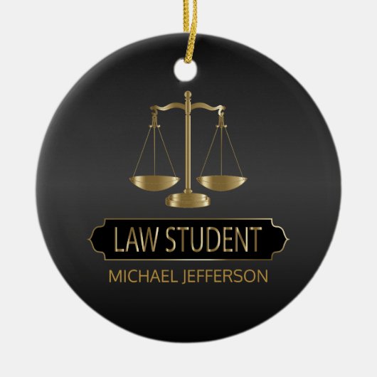 Law Student - Black en Gold Keramisch Ornament (Voorkant)