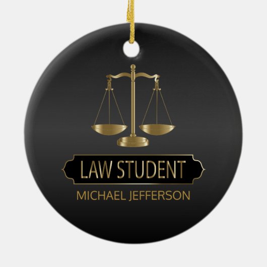 Law Student - Black en Gold Keramisch Ornament (Achterkant)