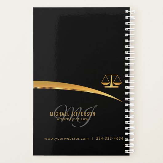 Law Student - Black en Gold Planner (Achterkant)