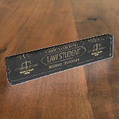 Law Student - Black en Gold Scales Naambordje (Zijkant)