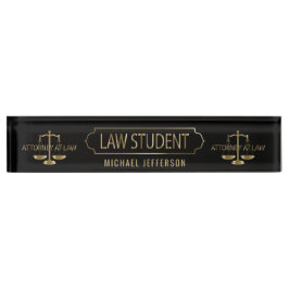 Law Student - Black en Gold Scales Naambordje