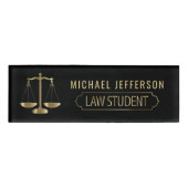 Law Student - Scales of Justice - Black and Gold Naambadge (Voorkant)