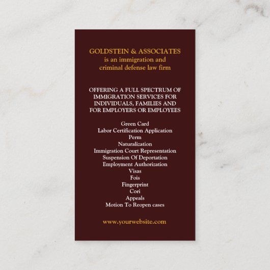 Law Visitekaartje (Achterkant)