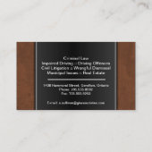 Law Visitekaartje - Black Stylish Lawyer Attorney (Achterkant)
