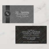 Law Visitekaartje - Grijze zwarte monogram Stijlvo (Voorkant / Achterkant)