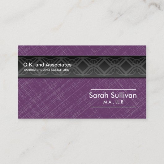 Law Visitekaartje - Paarse grijze zwarte professio (Voorkant)