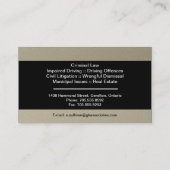 Law Visitekaartje - Simple Pewter Lawyer Attorney (Achterkant)