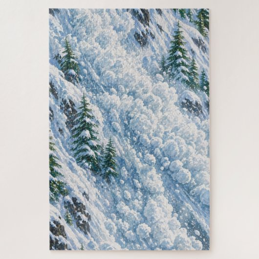 Lawinescène op de berg in de sneeuw legpuzzel (Verticaal)