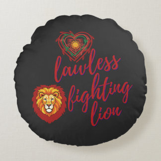Lawless fighting lion rond kussen