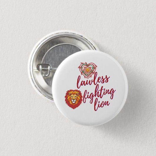 Lawless fighting lion ronde button 3,2 cm (Voorkant /achterkant)