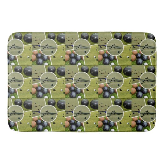 Lawn Bowl Five Afbeelding Collage Memory Foam Bath Badmat (Voorkant)