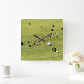 Lawn Bowls Action Logo Square Wall klok (Huis)