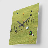Lawn Bowls Action Logo Square Wall klok (Hoek)