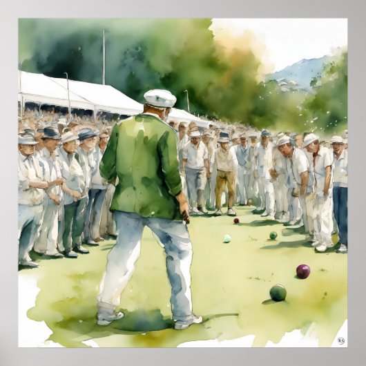 Lawn Bowls Aquarel Art Print (Voorkant)