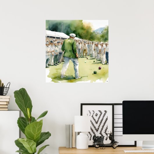 Lawn Bowls Aquarel Art Print (Thuiskantoor)