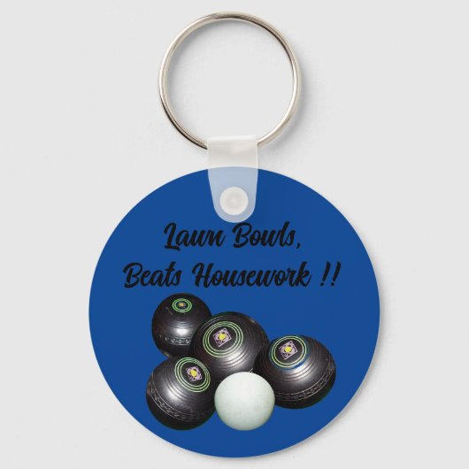 Lawn Bowls Beats Housework Funny, Keyring Sleutelhanger (Voorkant)