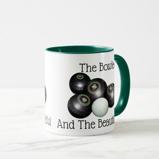 Lawn Bowls Bowled Beauful Logo, Mok (Voorkant rechts)