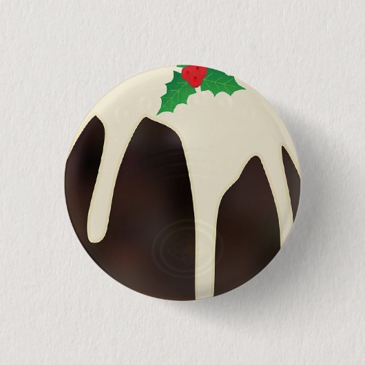 Lawn Bowls Christmas Pudding, Ronde Button 3,2 Cm (Voorkant)