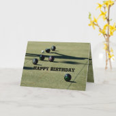 Lawn Bowls Close Call, Birthday Kaart (Gele Bloem)