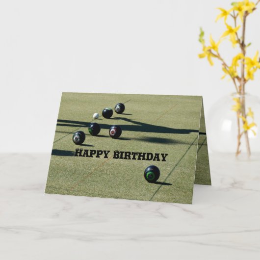 Lawn Bowls Close Call, Birthday Kaart (Gele Bloem)