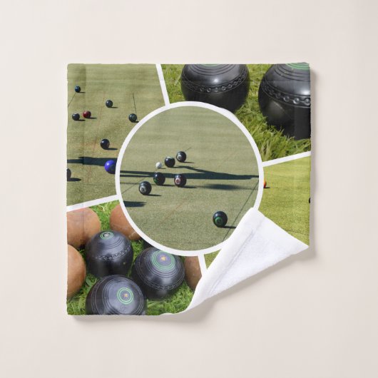 Lawn Bowls Five Afbeelding Collage, Bath Towel Set Bad Handdoek (Wasdoekje)