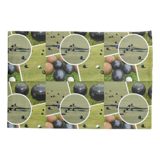 Lawn Bowls Five Afbeelding Collage, Kussensloop (Achterkant)