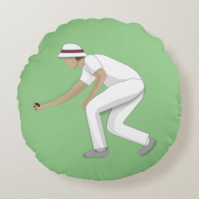 Lawn Bowls Rond Kussen (Voorkant)
