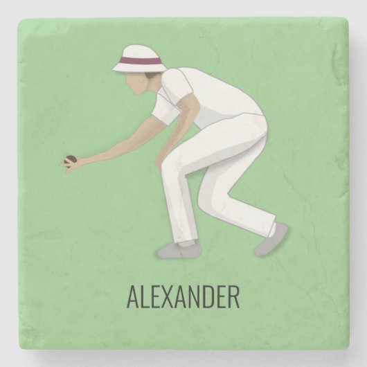 Lawn Bowls Stenen Onderzetter (Voorkant)