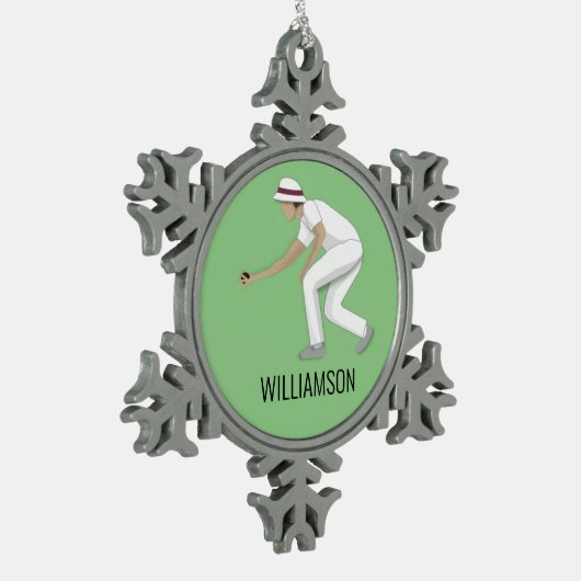 Lawn Bowls Tin Sneeuwvlok Ornament (Links)