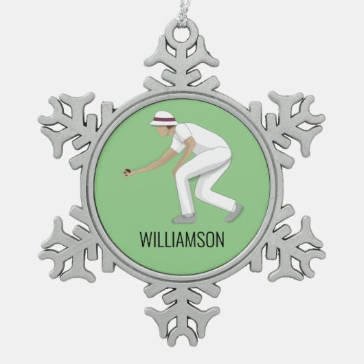 Lawn Bowls Tin Sneeuwvlok Ornament (Voorkant)
