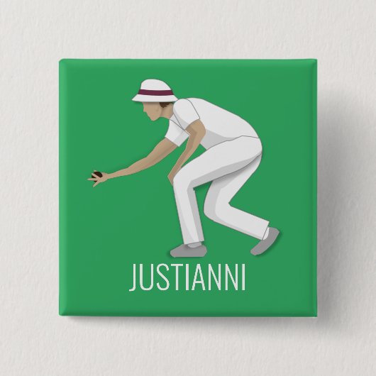 Lawn Bowls Vierkante Button 5,1 Cm (Voorkant)