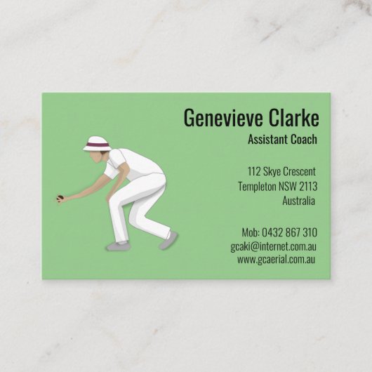 Lawn Bowls Visitekaartje (Voorkant)