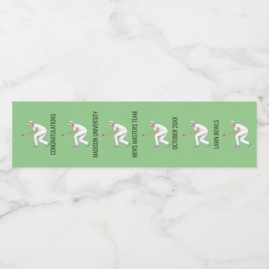 Lawn Bowls Waterfles Etiket (Enkel label)