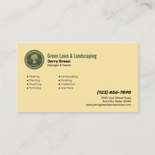 Lawn Care and Landscaping Company Visitekaartje (Achterkant)