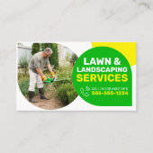 Lawn Care and Landscaping Service Groen & geel Visitekaartje (Voorkant)
