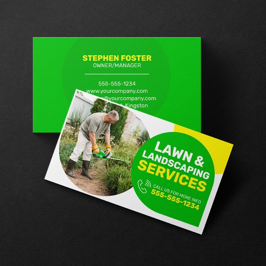 Lawn Care and Landscaping Service Groen & geel Visitekaartje
