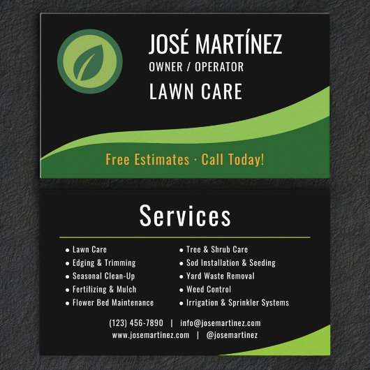 Lawn Care Black Green  Visitekaartje