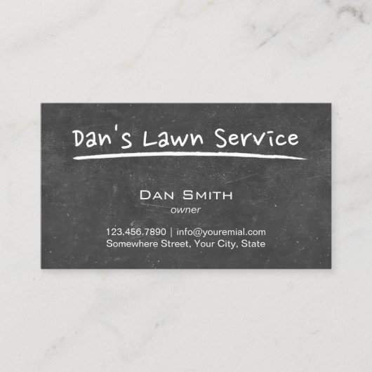 Lawn Care Chalkboard-script Visitekaartje (Voorkant)